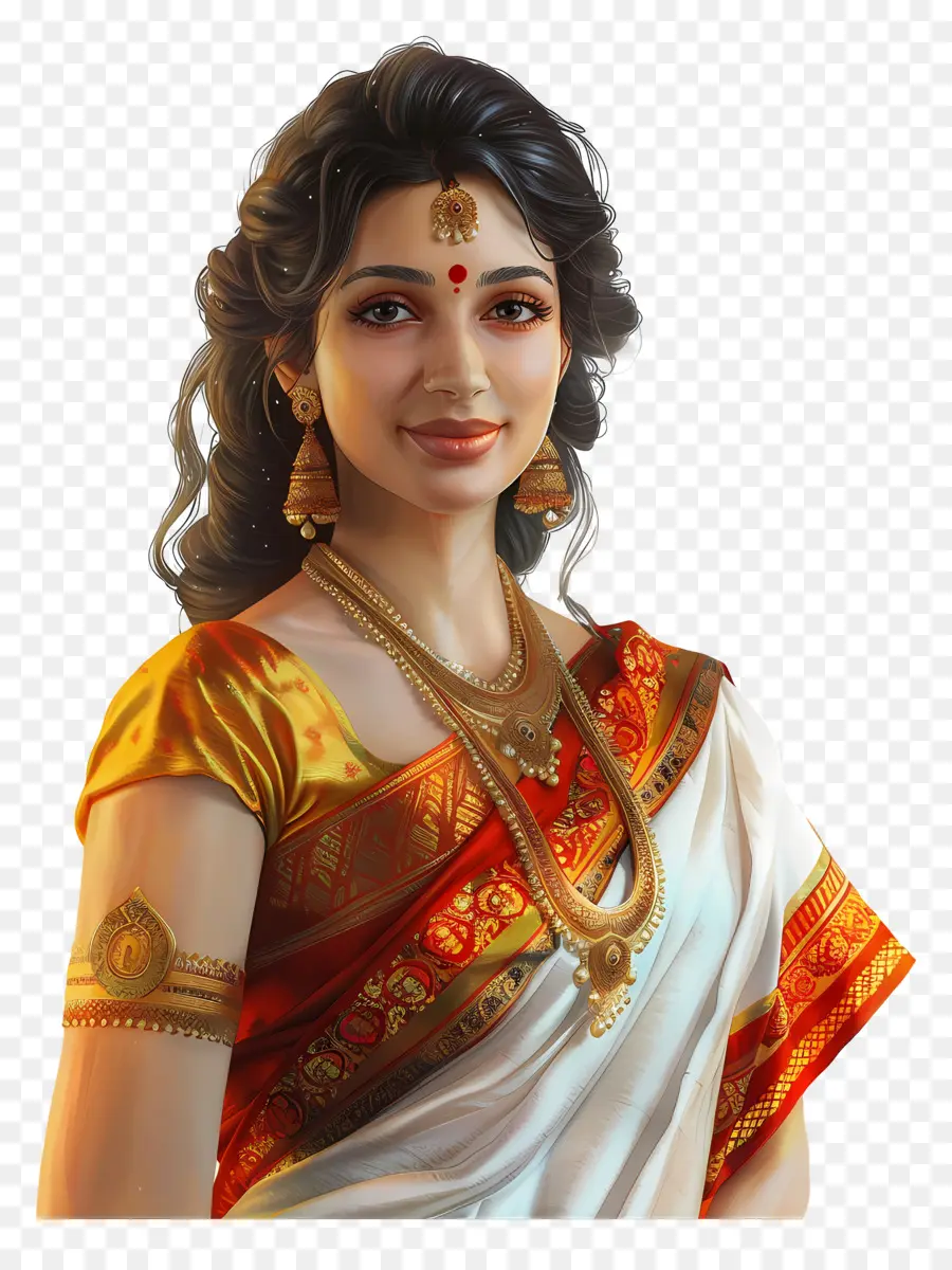 Mulher Em Saree，Mulher Em Vestido Tradicional PNG