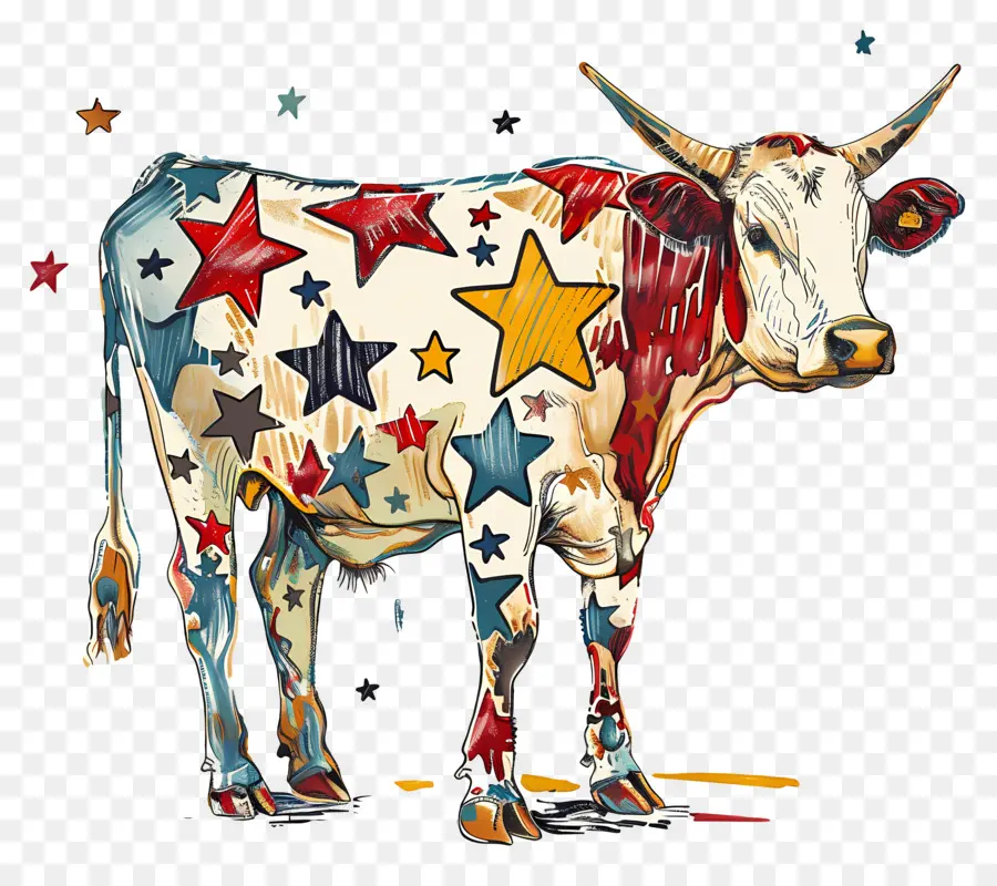 Vaca，Vaca Com Estrelas PNG