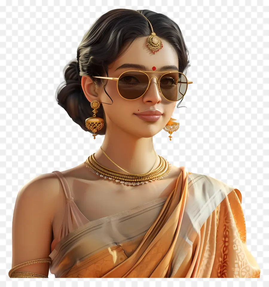 Mulher Em Saree，Mulher Em Traje Tradicional PNG