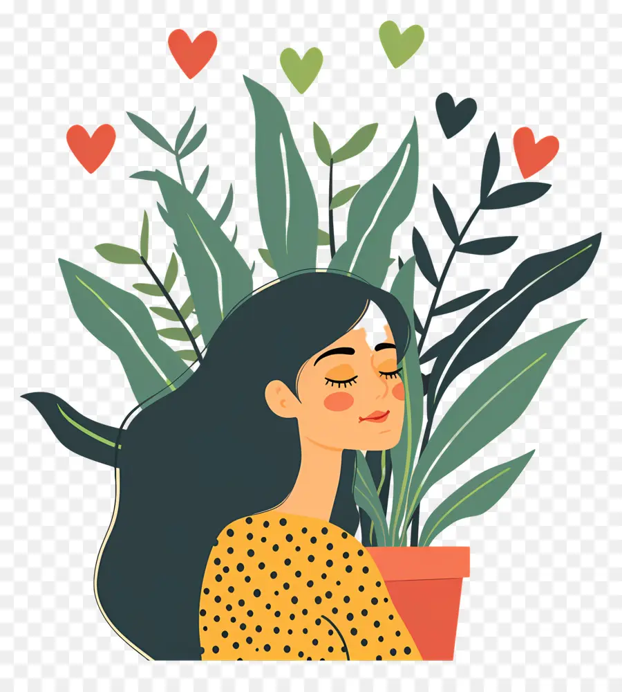 Mulher Dos Desenhos Animados，Mulher Com Plantas PNG