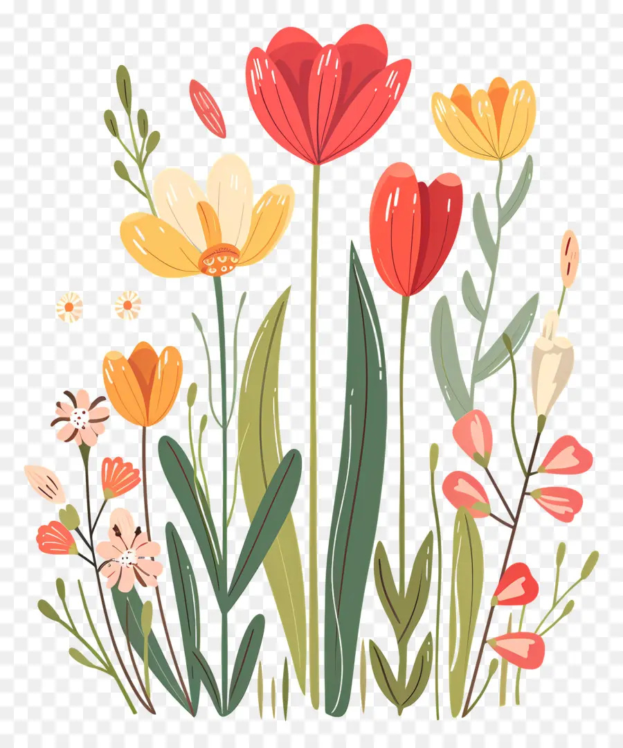 Fundo De Primavera，Flores Coloridas PNG