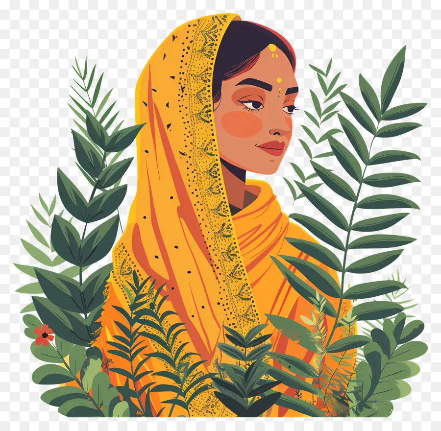 Mulher Punjabi Indiana，Mulher De Amarelo PNG