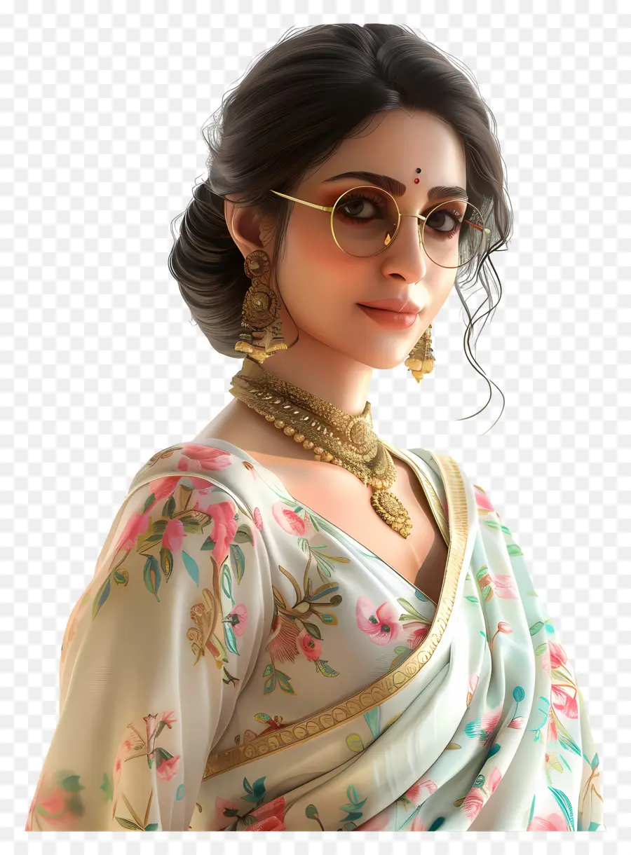 Mulher Em Saree，Mulher Em Traje Tradicional PNG