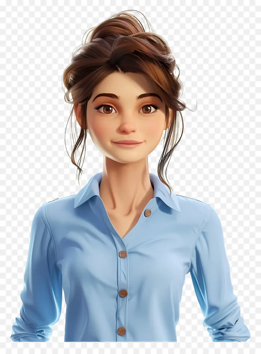 Mulher De Camisa，Mulher Animada De Camisa Azul PNG