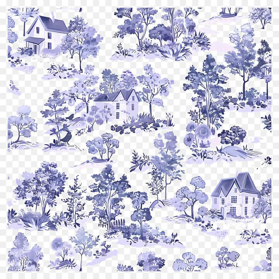 Padrão De Casa，Padrão Toile Azul PNG