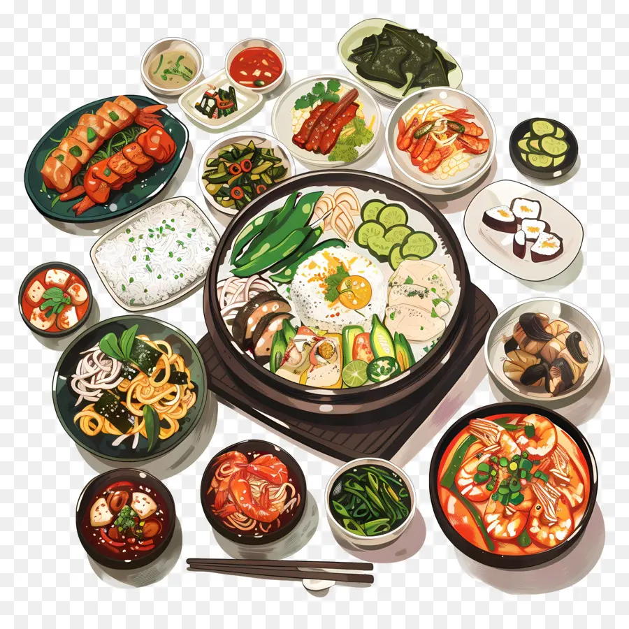 Refeição Coreana，Comida Coreana PNG