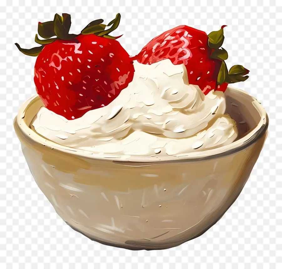 Pudim De Morango，Morangos E Creme PNG