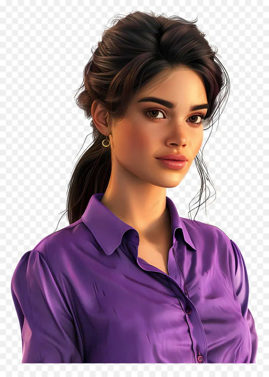 Mulher De Camisa，Mulher De Camisa Roxa PNG