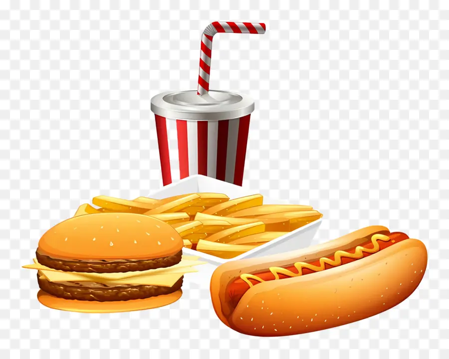 Junk Food，Hambúrguer E Batatas Fritas PNG