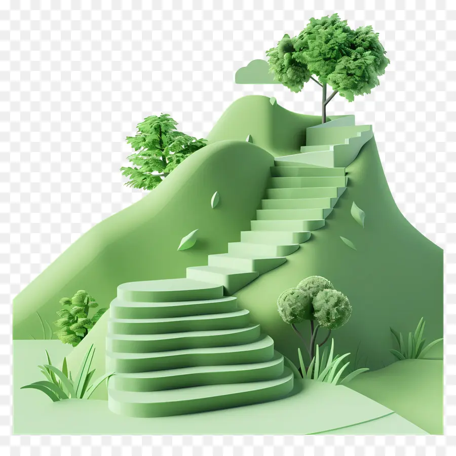 Caminho，Escadas Verdes PNG