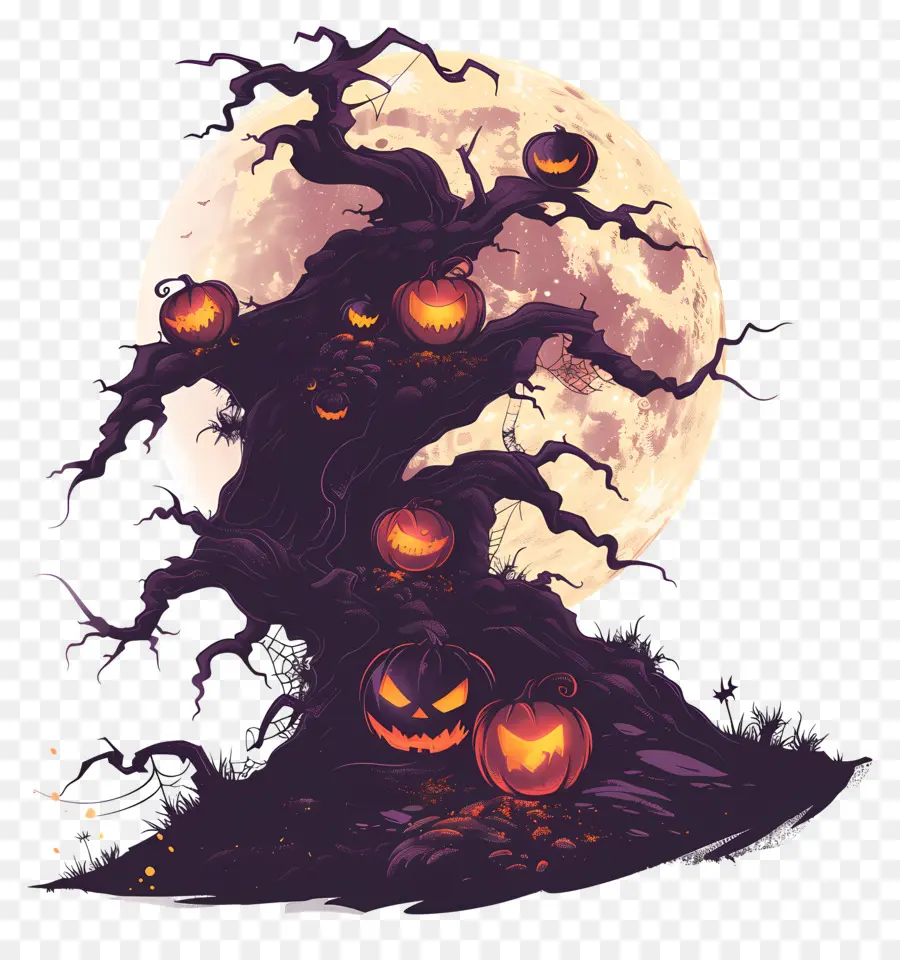 Árvore Assombrada，Espantalho De Halloween PNG