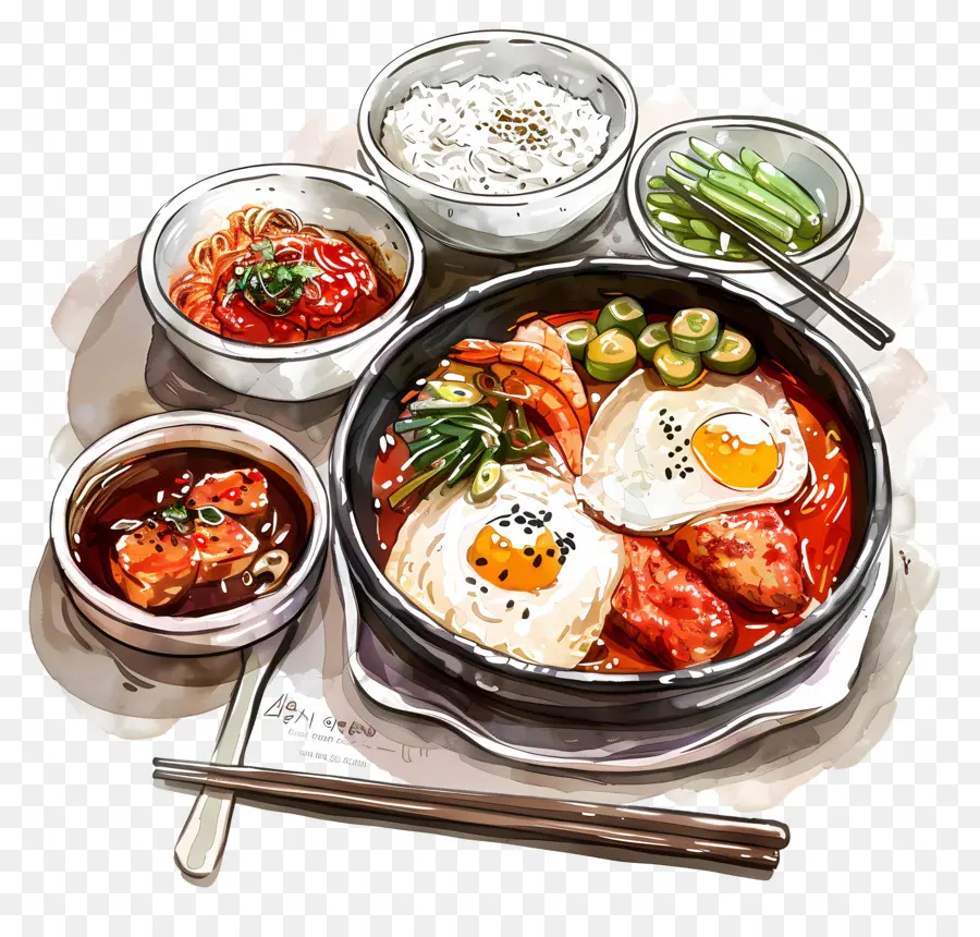 Refeição Coreana，Comida Coreana PNG