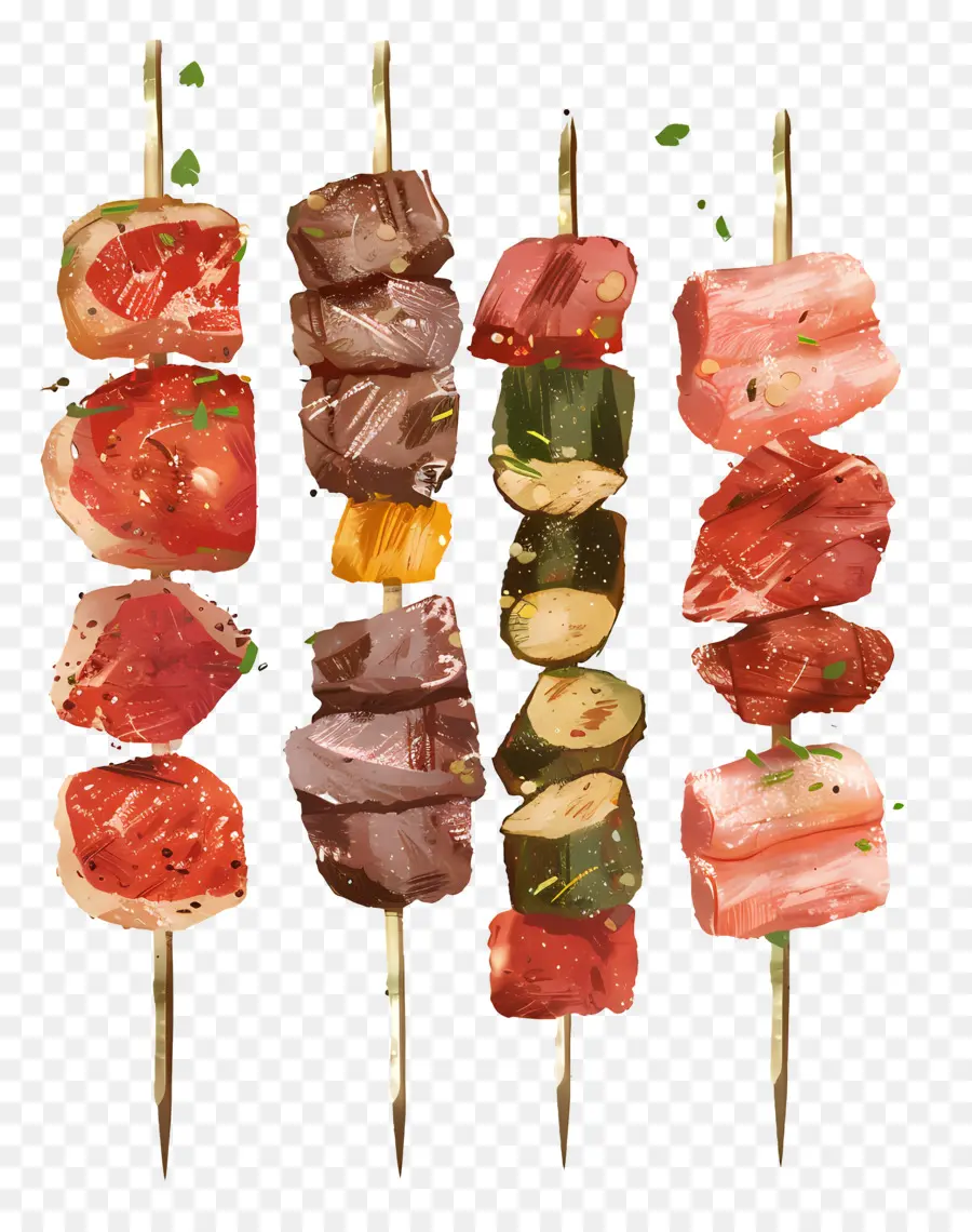 Espetos De Carne，Espetos Coloridos PNG