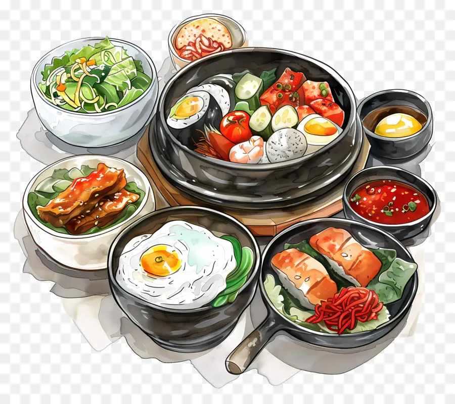 Refeição Coreana，Comida Coreana PNG