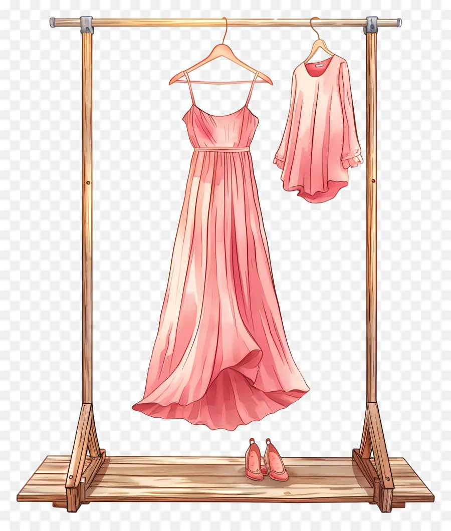 Cabideiro Em Pé，Vestido Rosa PNG