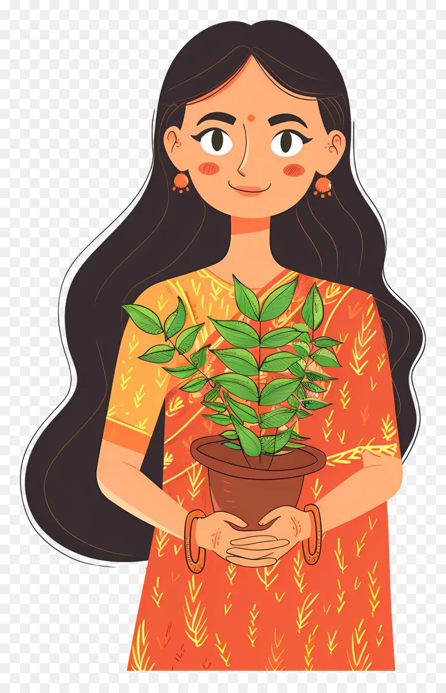 Mulher Marathi，Mulher Com Planta PNG