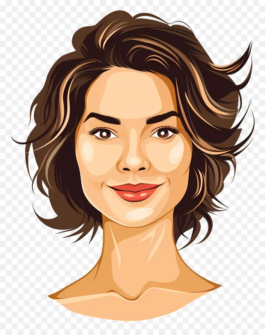 Cabeça De Mulher Sorridente，Mulher Com Cabelo Curto PNG