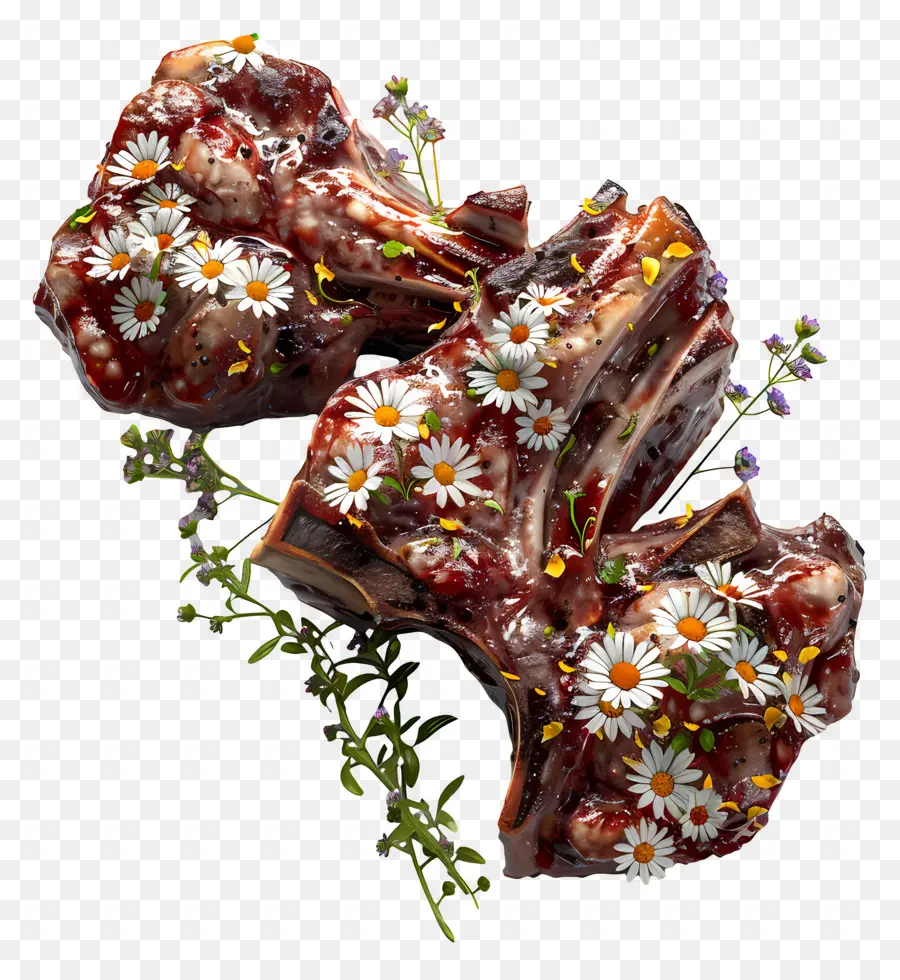 Carne Cozida，Carne Com Flores PNG