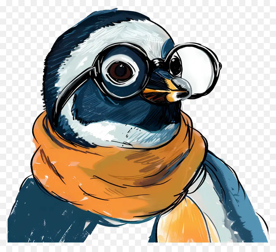 Pinguim，Pinguim Com óculos E Lenço PNG