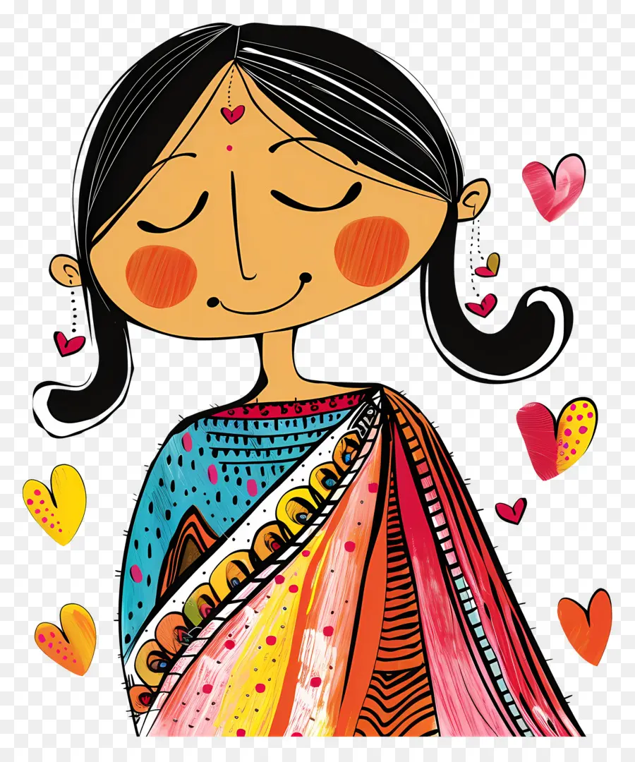 Mulher Marathi，Menina Sorridente PNG