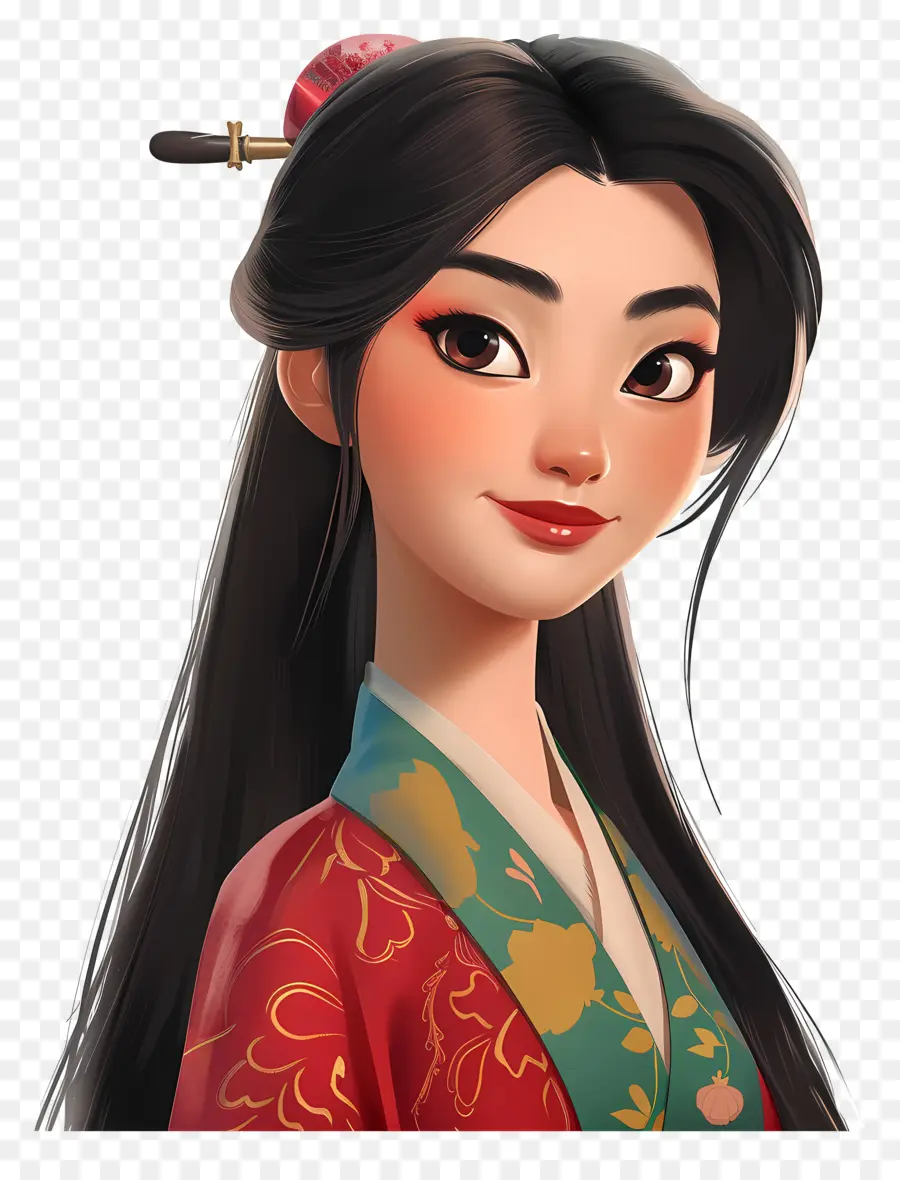 Princesa Mulan，Mulher Em Vestido Tradicional PNG