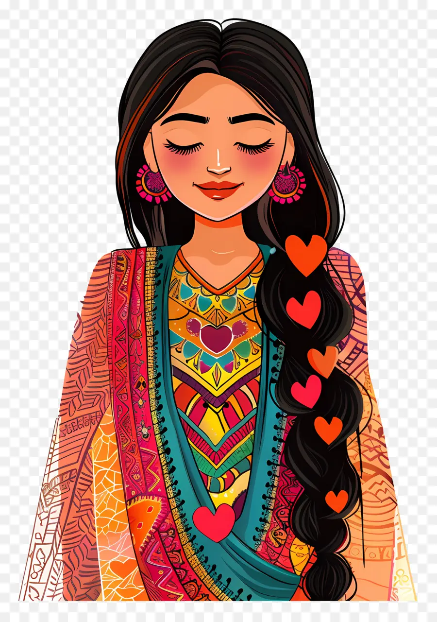 Mulher Punjabi Indiana，Mulher Colorida Em Traje Tradicional PNG