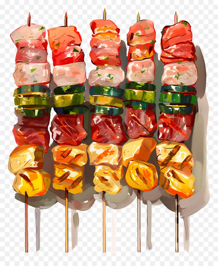 Espetos De Carne，Espetos Coloridos PNG