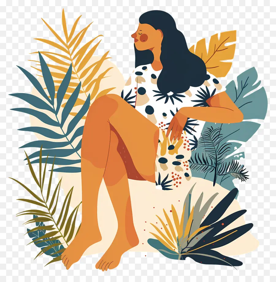 Mulher De Desenho Animado，Mulher Com Plantas PNG