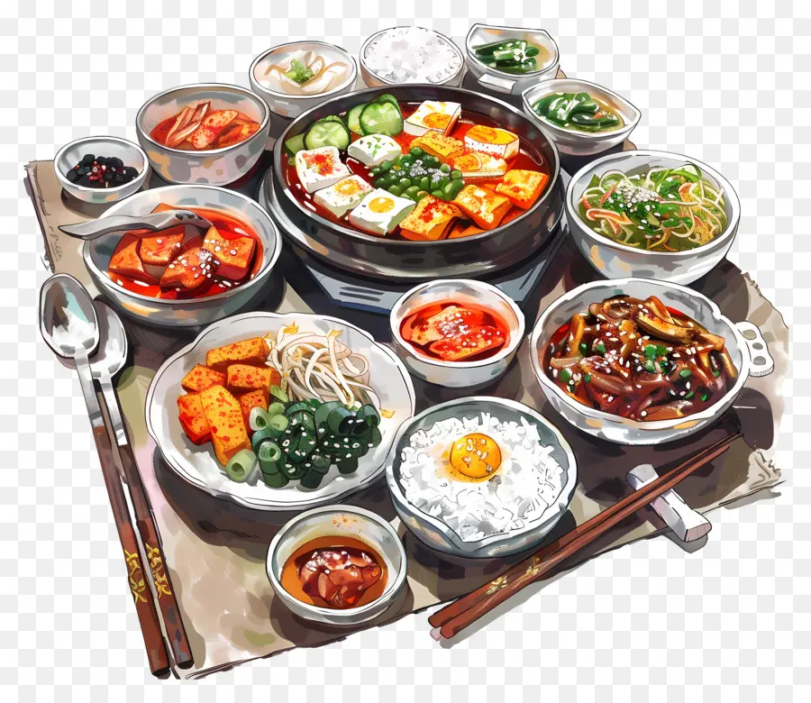 Refeição Coreana，Comida Coreana PNG