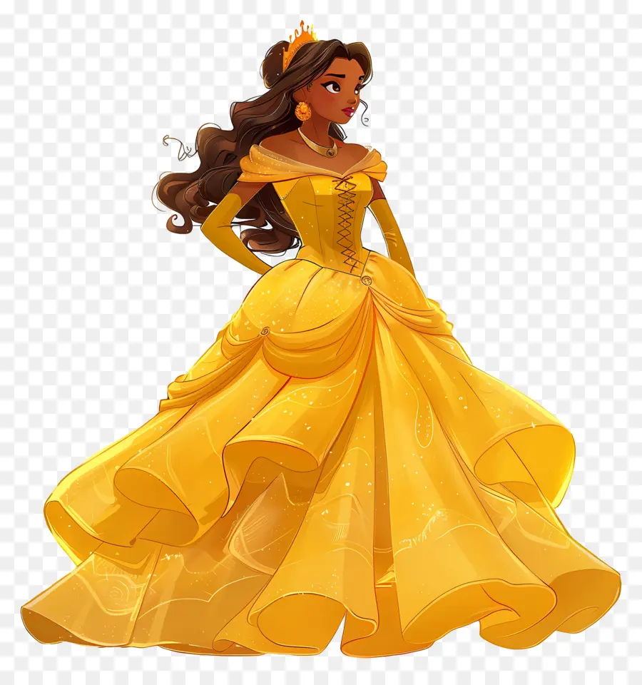 Princesa Bela，Princesa De Vestido Amarelo PNG