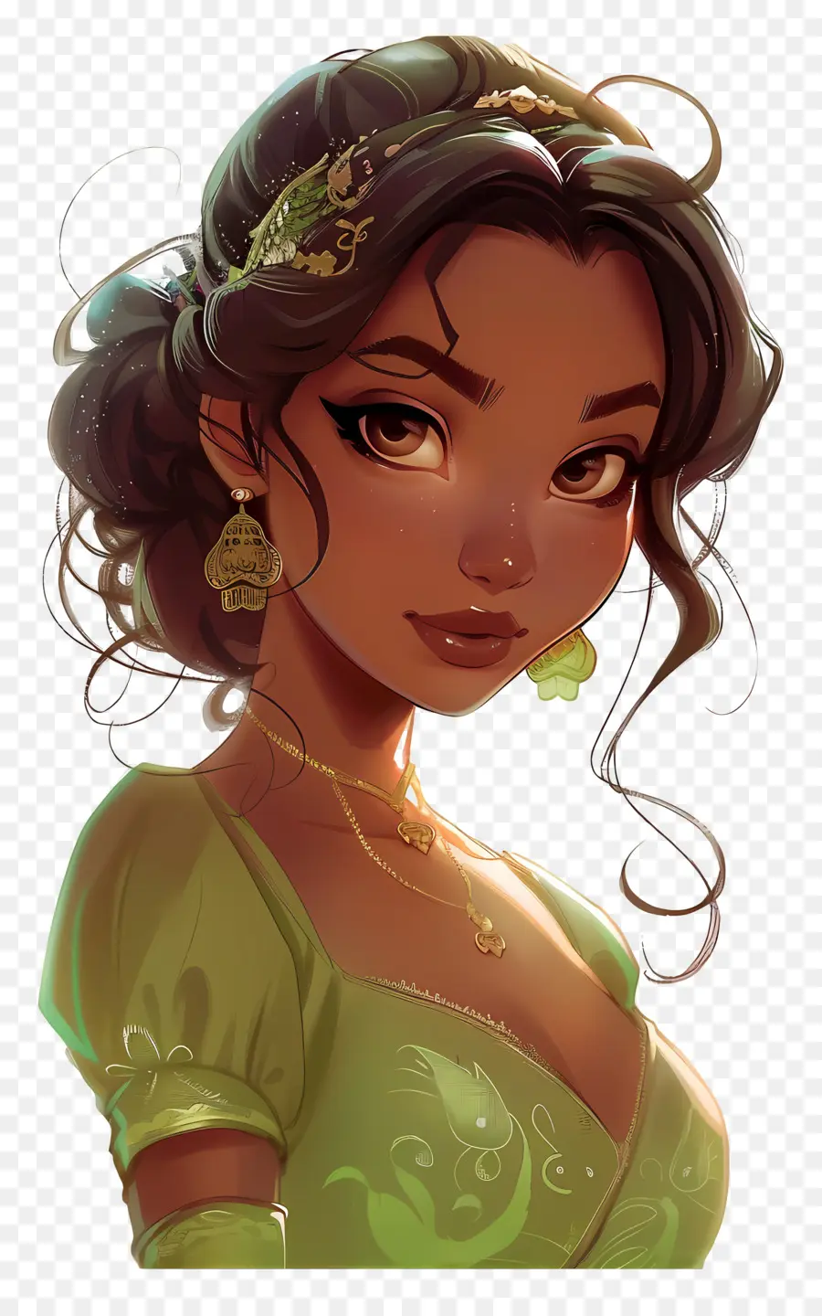 Princesa Tiana，Mulher Animada PNG