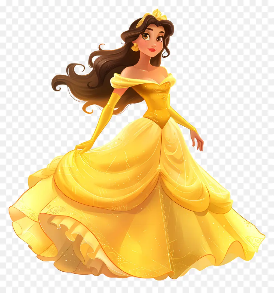 Princesa Bela，Princesa De Vestido Amarelo PNG