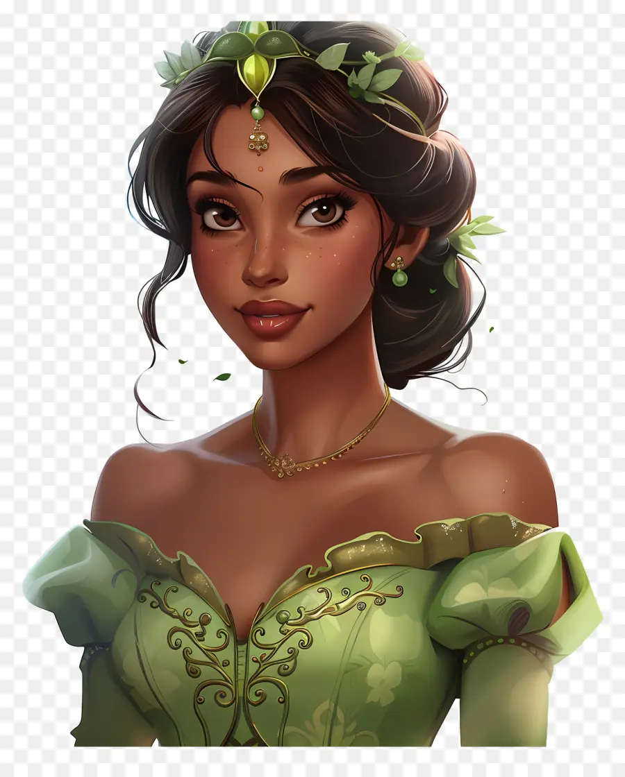 Princesa Tiana，Mulher Animada PNG