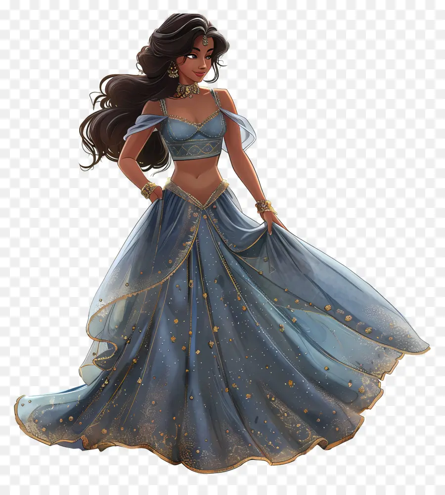 Princesa Cinderela，Princesa De Vestido Azul PNG