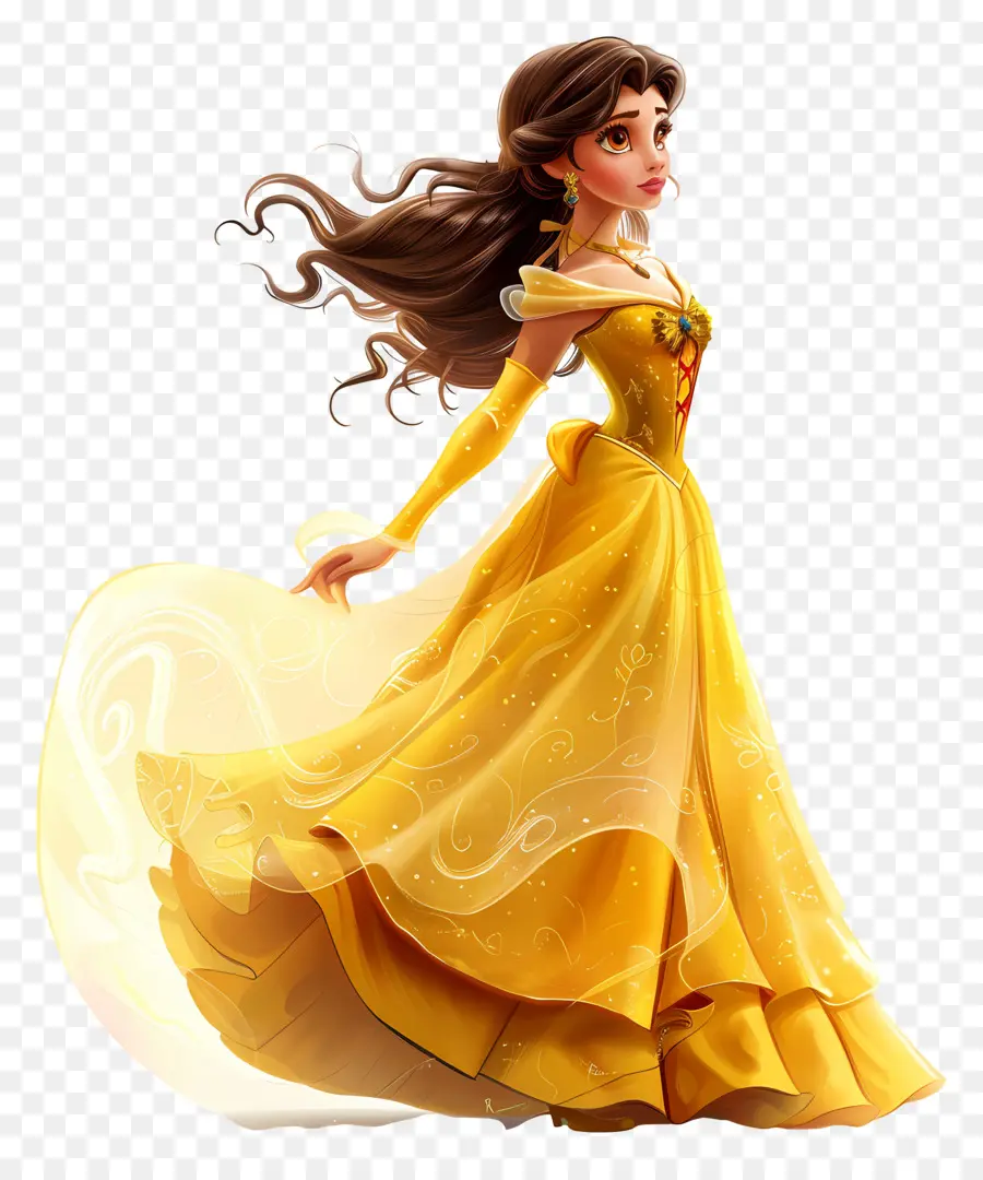 Princesa Bela，Princesa De Vestido Amarelo PNG