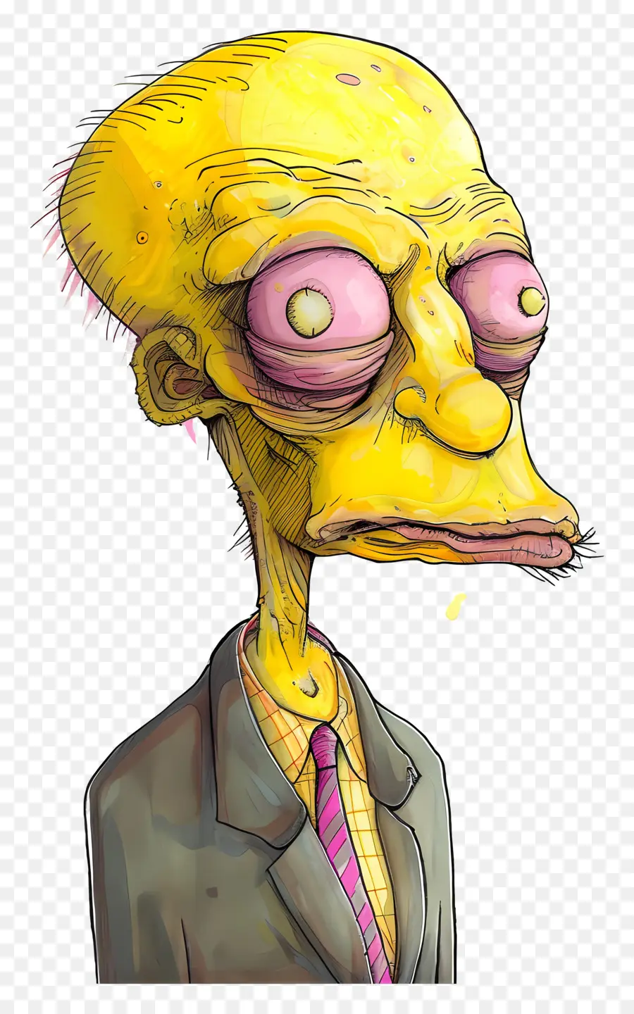 Senhor Queimaduras，Personagem Alienígena Amarelo De Terno PNG