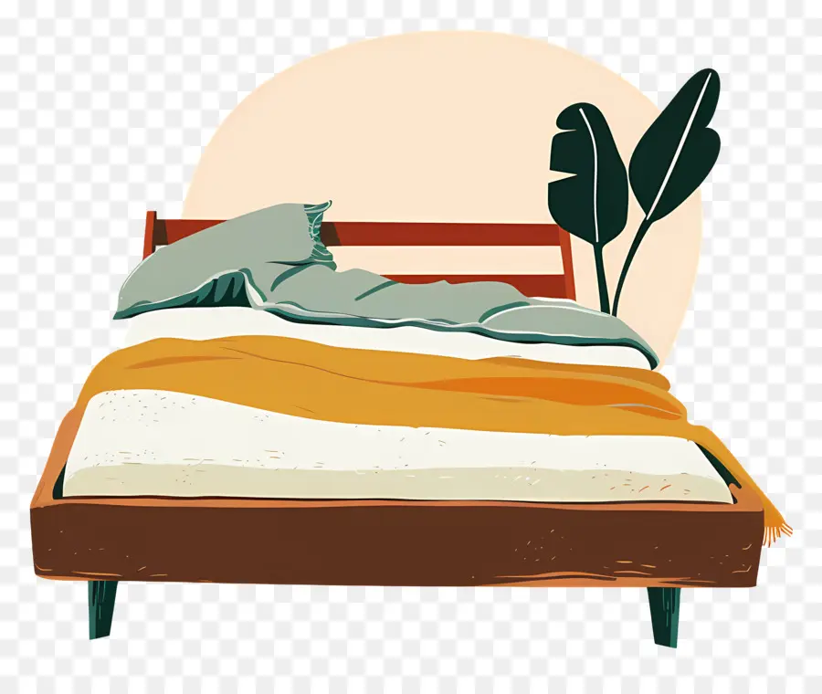 Cama，Cama Com Planta PNG