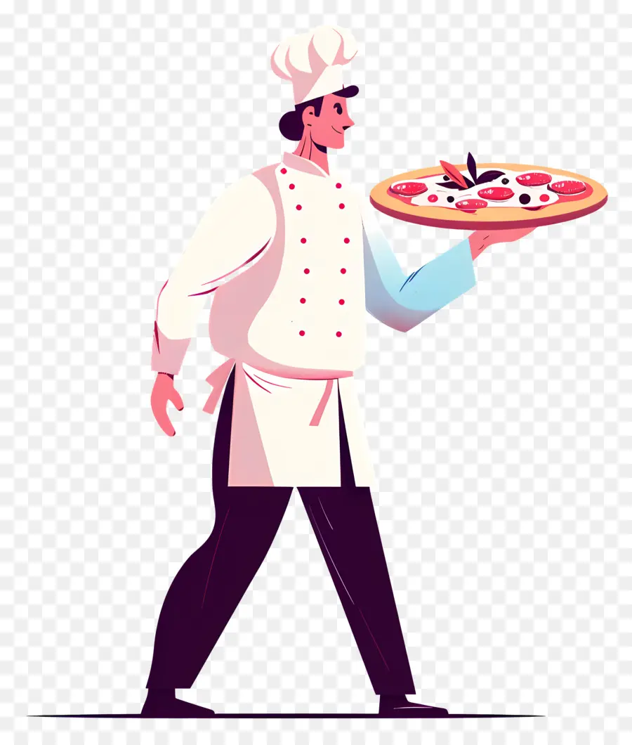 Chef Carregando Pizza，Chef Segurando Pizza PNG