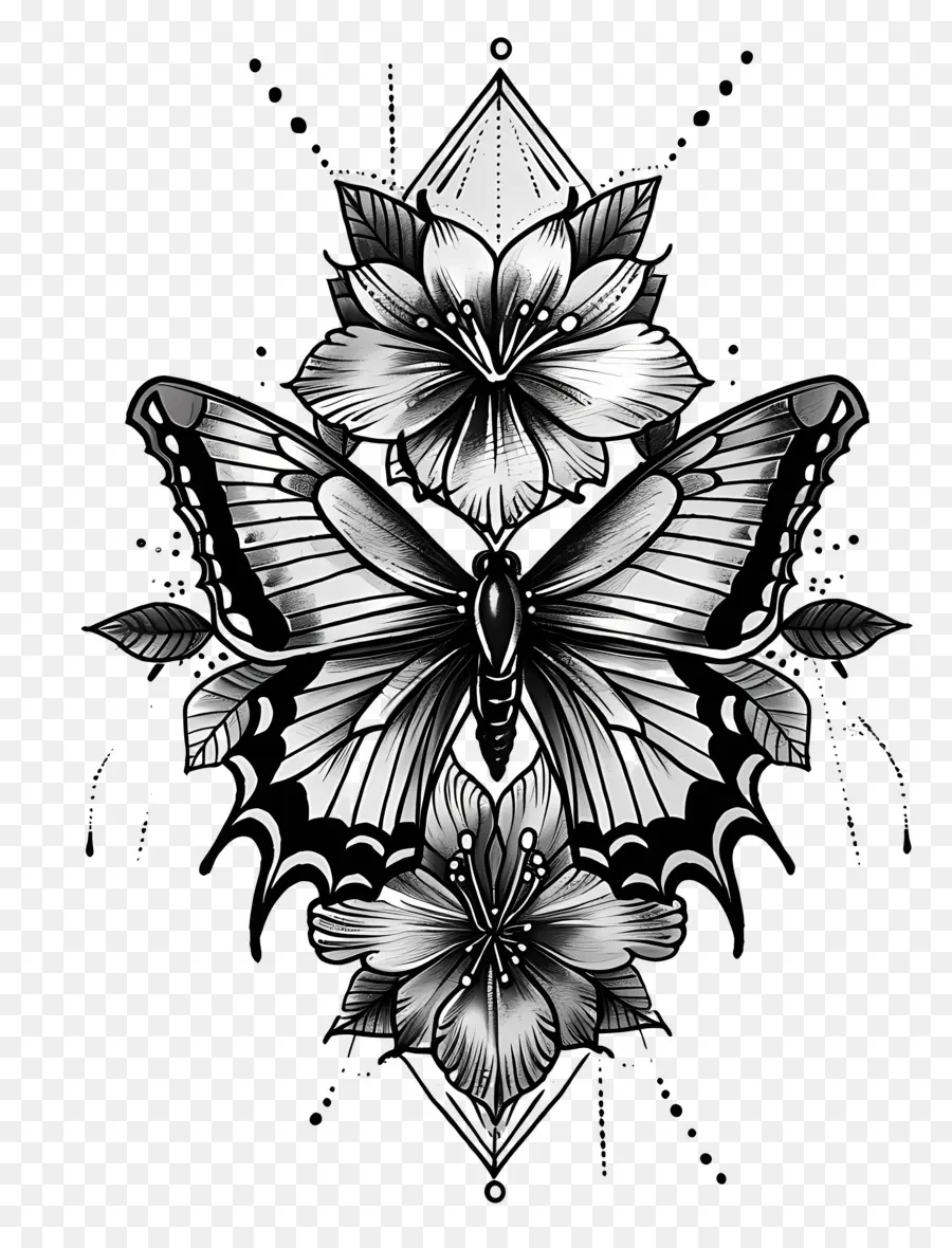 Tatuagem De Borboleta，Borboleta E Flores PNG