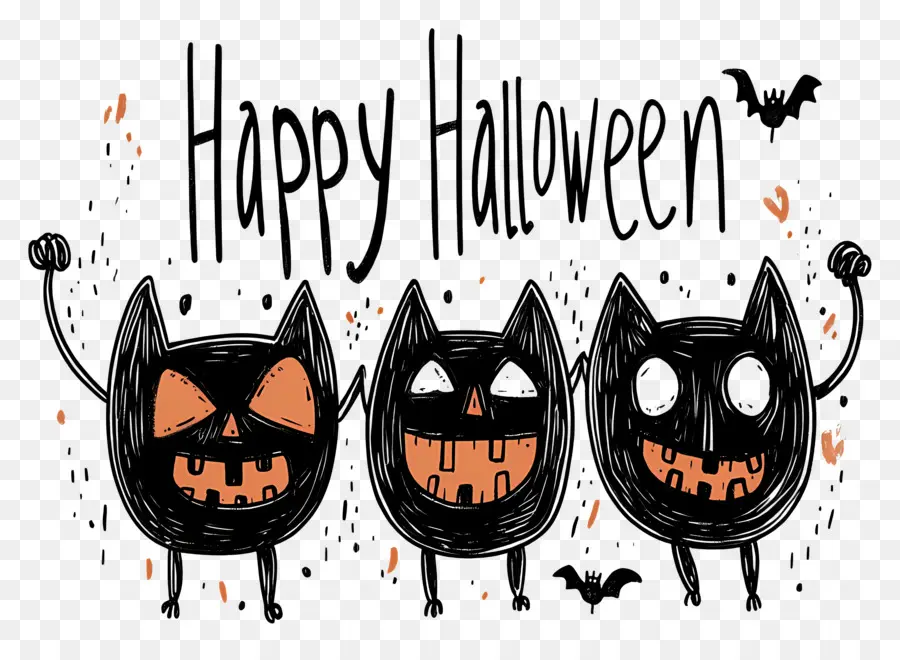 Feliz Dia Das Bruxas，Gatos De Halloween PNG