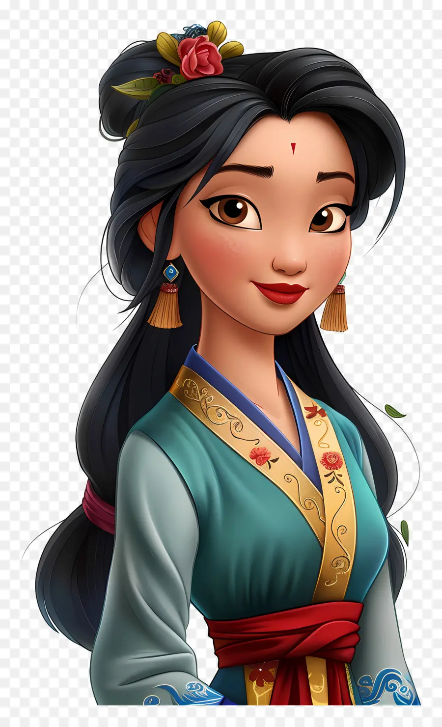 Princesa Mulan，Mulher Em Vestido Tradicional PNG