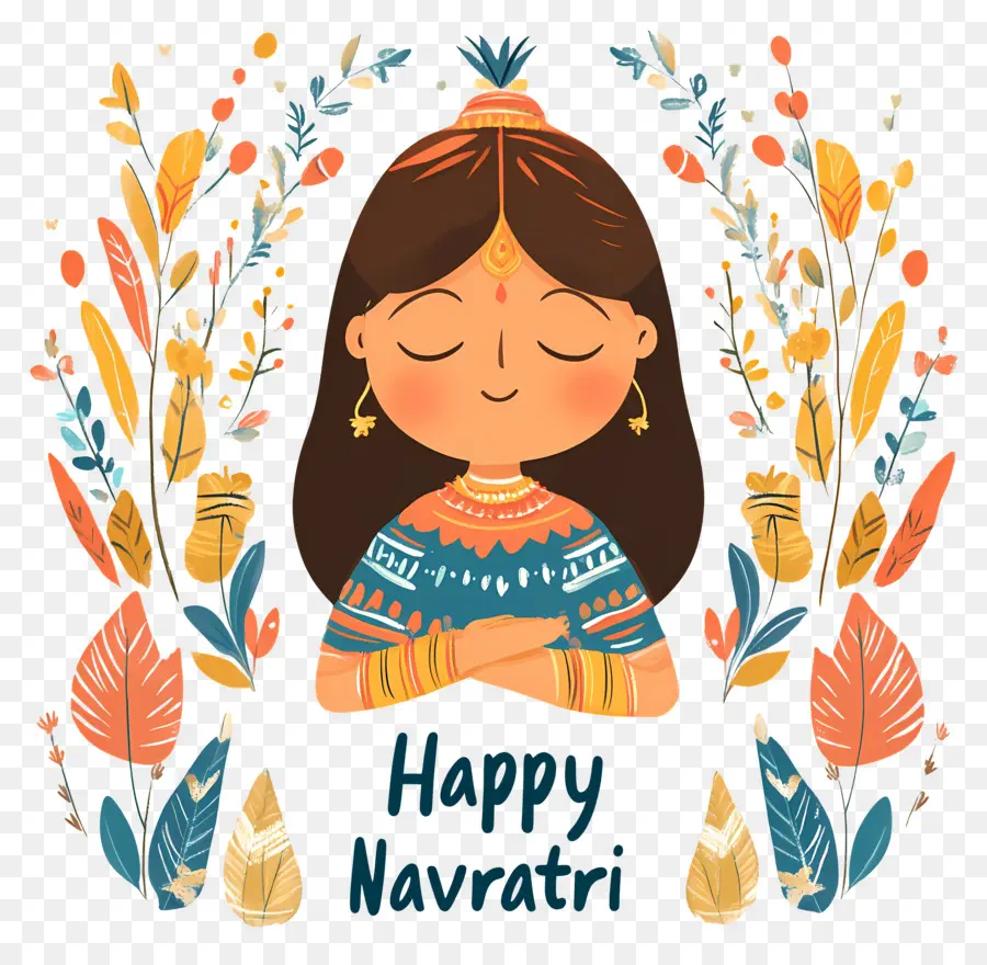 Feliz Navratri，Mulher Meditando PNG