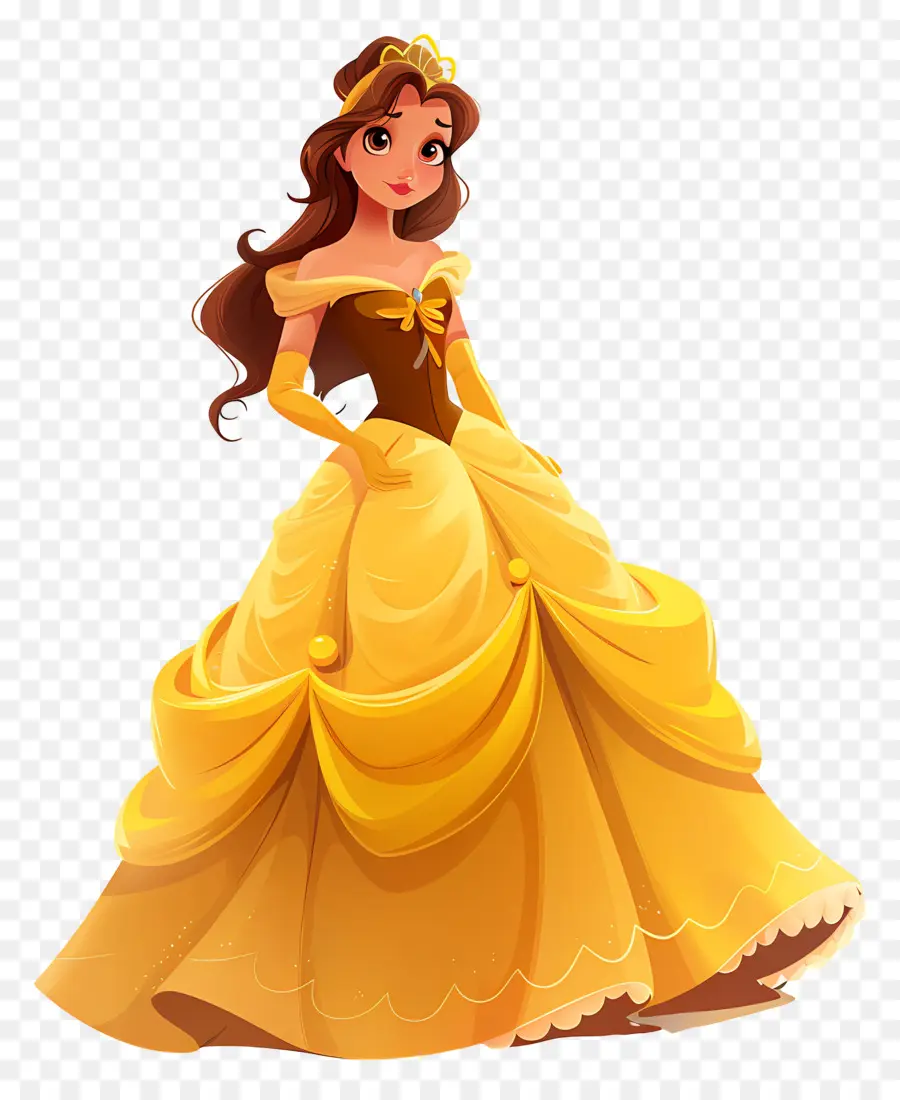 Princesa Bela，Princesa De Vestido Amarelo PNG