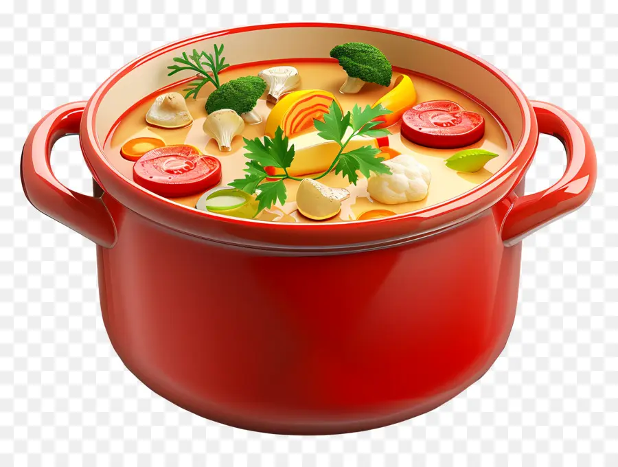 Sopa De Legumes，Sopa Em Panela Vermelha PNG