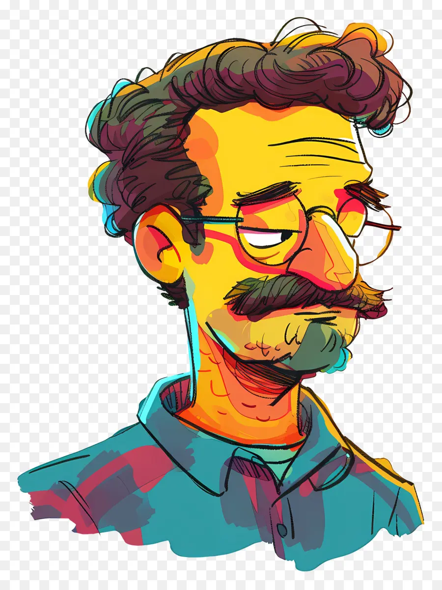 Ned Flandres，Retrato De Homem Colorido PNG