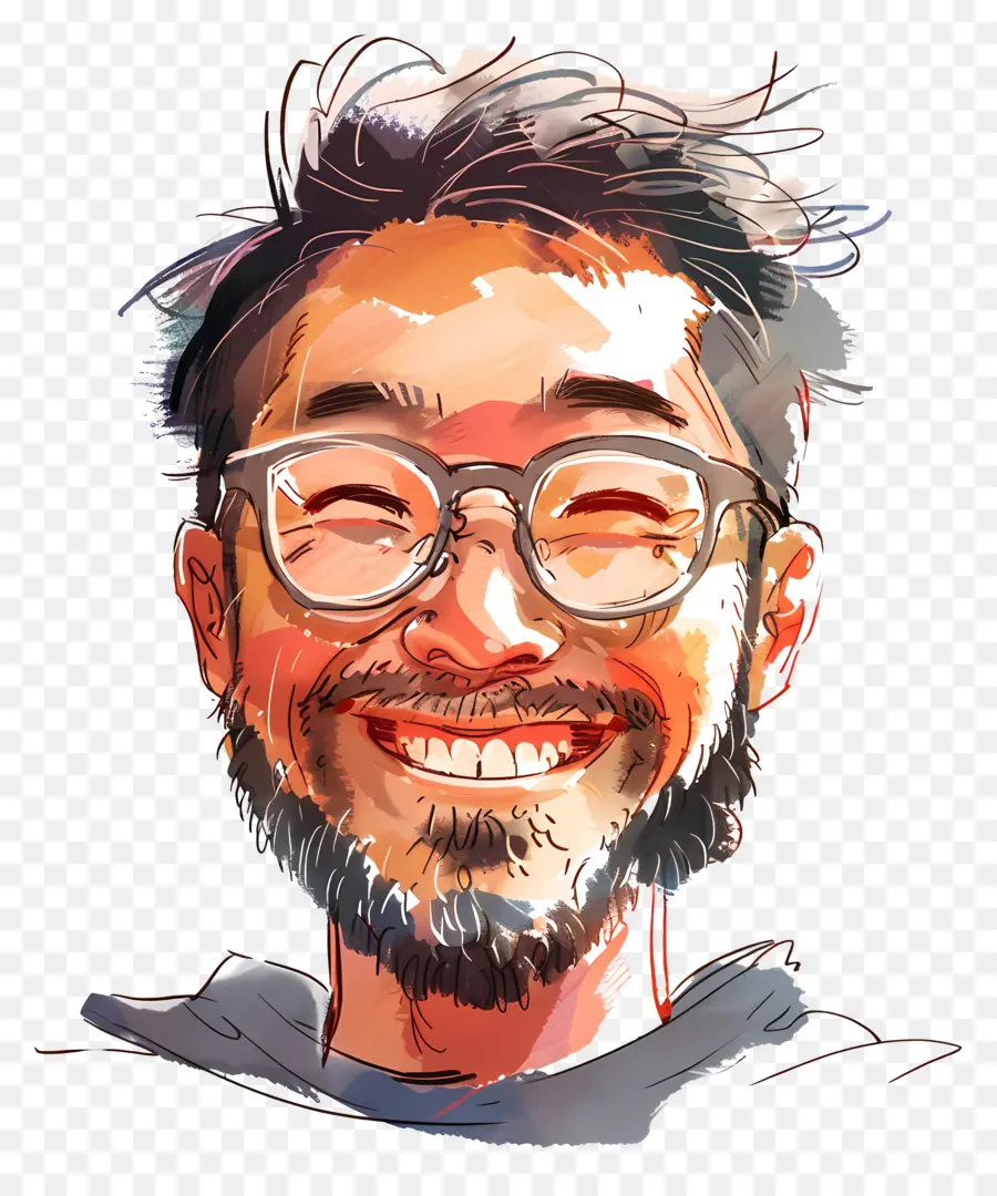 Cabeça De Homem Sorridente，Homem Sorridente Com óculos PNG