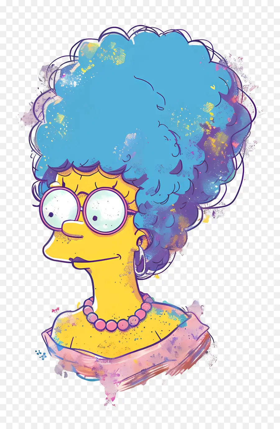 Marge Simpson，Personagem De Cabelo Azul E óculos PNG