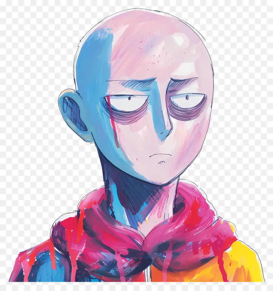 Saitama，Personagem Careca Com Capuz Colorido PNG