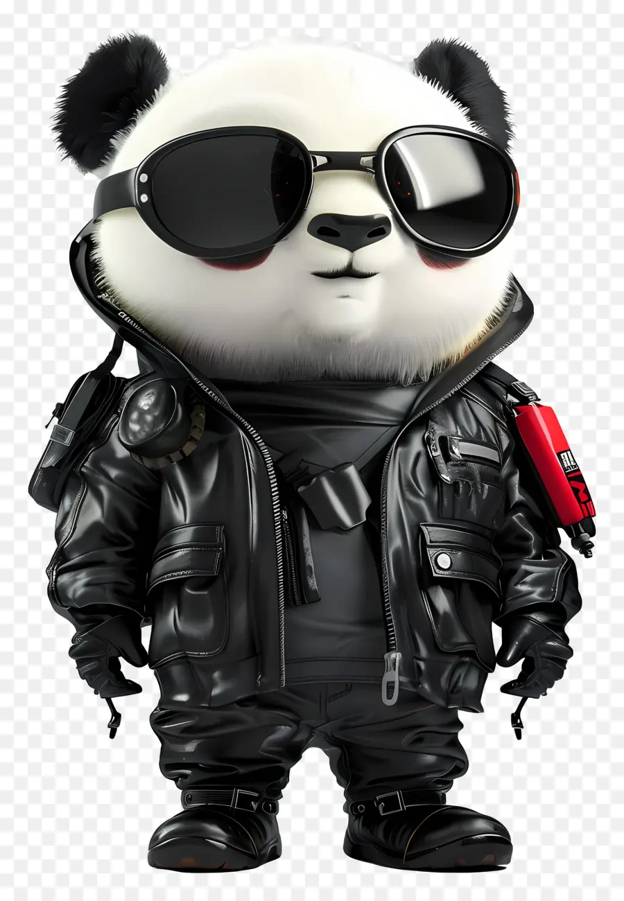 Panda，Panda Em Roupa Preta PNG