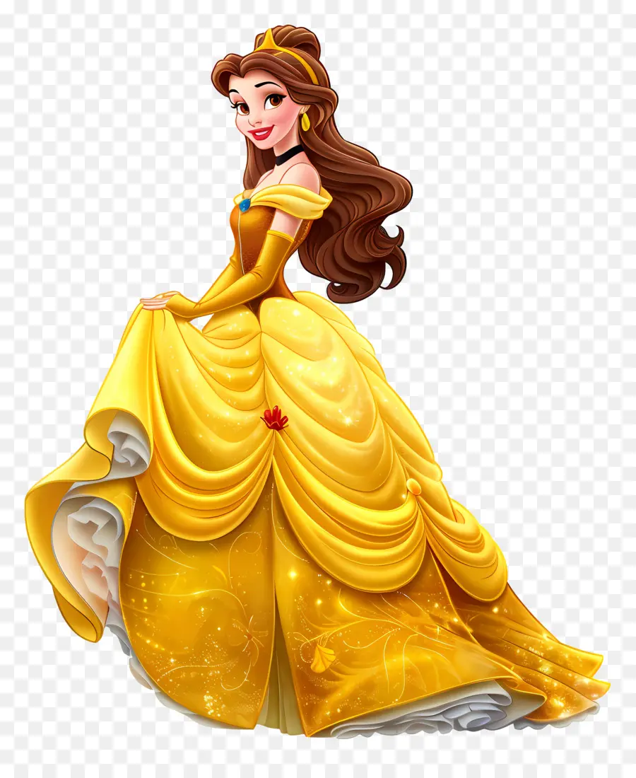 Princesa Bela，Princesa De Vestido Amarelo PNG